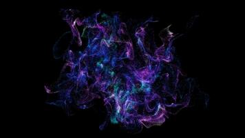 Purple particles moving background. Slow energy flying particles with glow effects. Dust particles fly on a black background. Abstract frames background for text video