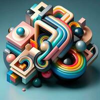 Vivid Geometric Elegance - 3D Creations in Glossy Minimalism photo