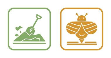 Digging and Bee Icon vector