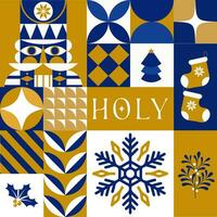 Holy Christmas seamless pattern in scandinavian style postcard with Retro clean concept design vector