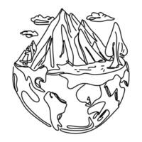 Flat Illustration Global Warming shows the Earth with a layer of green surrounding it. This layer represents the Earth's atmosphere, which helps to keep the planet warm by trapping solar radiation. vector