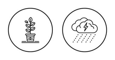plantando y lluvioso día icono vector