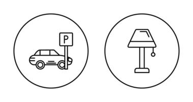estacionamiento y lámpara icono vector