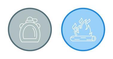 Canteen and Bonfire Icon vector