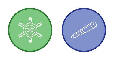 Embarcacion rueda y binocular icono vector