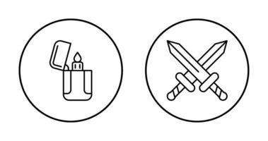 encendedor y espada icono vector