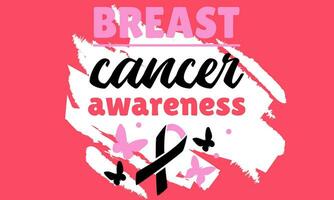 Breast cancer awareness month modern style banner template design. Editable banner with ribbon illustration vector