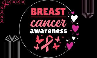 Breast cancer awareness month modern style banner template design. Editable banner with ribbon illustration vector