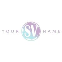 SV Initial Logo Watercolor Vector Design