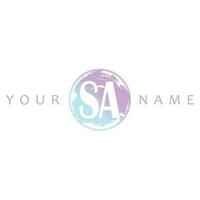 SA Initial Logo Watercolor Vector Design