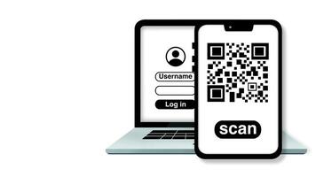 mobiel telefoon naar scannen een qr code, scannen qr code vlak icoon met telefoon, streepjescode, smartphone leest bar code, modern technologieën en innovaties, elektronisch handel, online winkelen, afzet online video