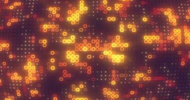 Abstract yellow orange energy squares glowing digital particles futuristic hi-tech background photo