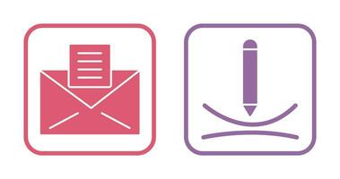 email documents and draw curve Icon vector