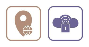 global location and secure cloud  Icon vector