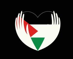Palestine Flag Heart With Hands Middle East country Icon Vector Illustration Abstract Design Element