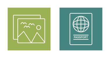 imágenes y pasaporte icono vector