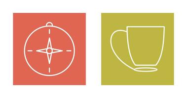 compass and coffee cup Icon vector