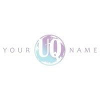 UQ Initial Logo Watercolor Vector Design