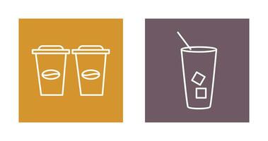 two coffees and Iced Coffee Icon vector