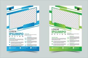 Blue and Green business annual report brochure flyer design template vector, Leaflet cover presentation abstract geometric background, modern publication poster magazine, layout in A4 size Free Vector