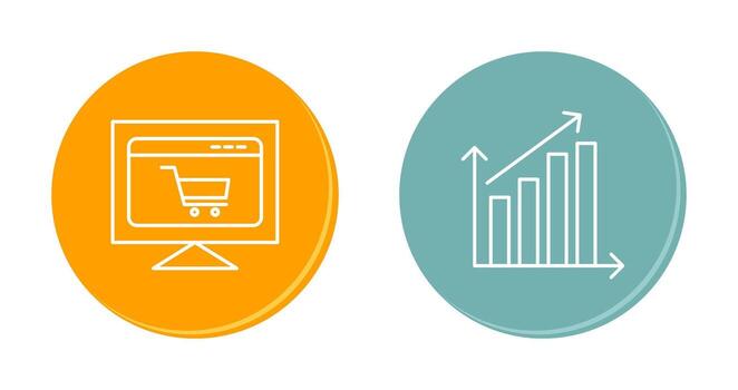 ecommerce website and rising statistics Icon vector