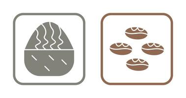 cream muffin and coffee beans  Icon vector