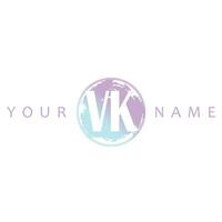 VK Initial Logo Watercolor Vector Design