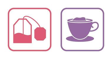 tea bag and creamy coffee  Icon vector