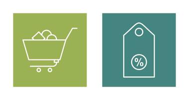 shopping cart and discount tag Icon vector