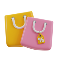 3d compras bolso icono con descuento etiqueta png