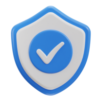 Right mark with protect shield 3d rendering icon png