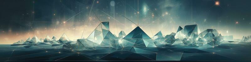 Blue abstract geometric low poly background. Generative AI photo