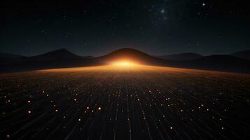 Glowing cyberspace network on topographic earth background. Generative AI photo