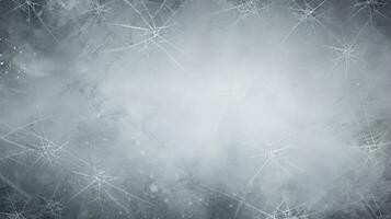 Grunge winter frozen background with concept thread snowflakes. Generative AI photo