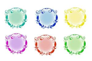 set of round frames with floral design vector