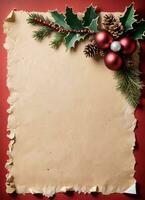 Christmas Vintage Paper Background AI Generative photo