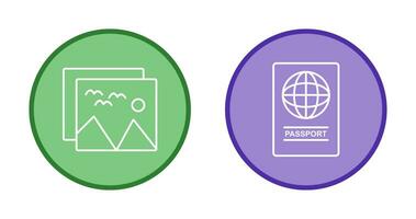 imágenes y pasaporte icono vector