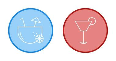 coconut drink and cocktail drink  Icon vector