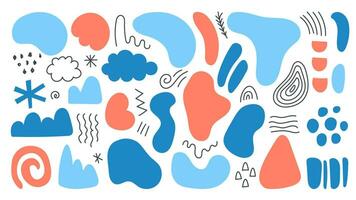 Winter doodle abstract shapes set vector