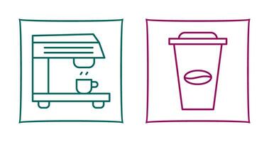 café máquina y café taza icono vector