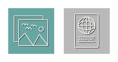 imágenes y pasaporte icono vector