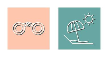 Binoculars and beach Icon vector