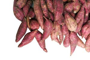 isolated Purple sweet potato or purple sweet yam and sweet potato on white background. Soft and selective focus. photo