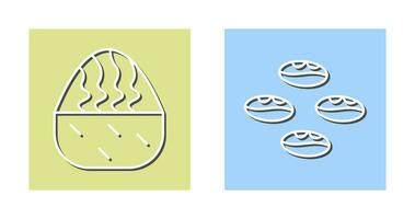 cream muffin and coffee beans  Icon vector