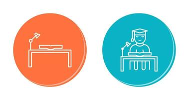 study desk and studying on desk  Icon vector