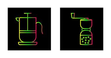 french press and coffee grinder  Icon vector