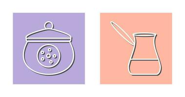 cookie jar and cezve Icon vector