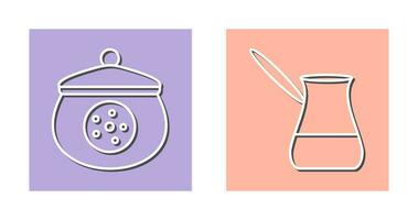 cookie jar and cezve Icon vector