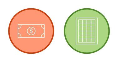 dollar bill and table of rates  Icon vector