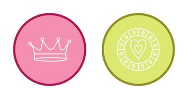 king crown and heart chip Icon vector